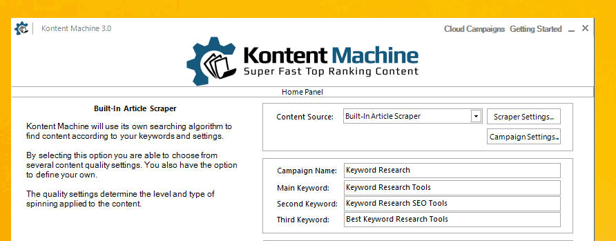 Kontent Machine Review - Step2_Campaign Setting
