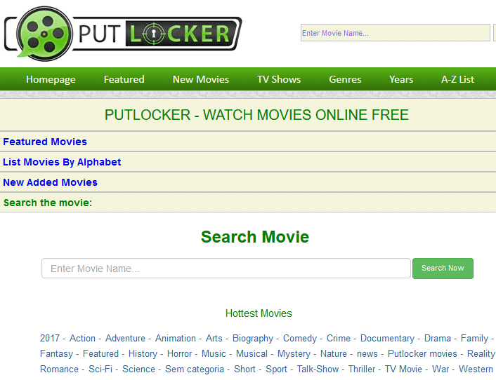 Putlockers - Free Movie Download websites