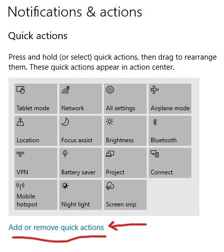 Add or remove quick actions