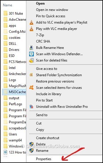 Click Properties - Ownership of folder 1