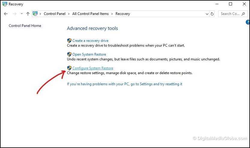 Configure system restore 4(b)