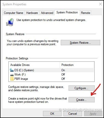 Create System Restore Point 5(a)