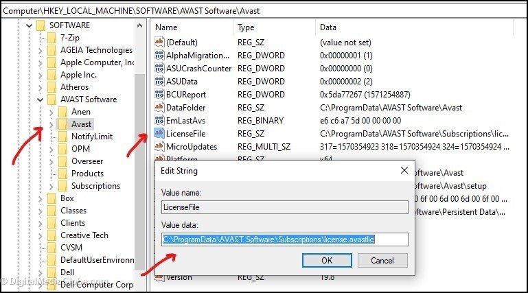 Example 2 - License file - String Value REG_SZ