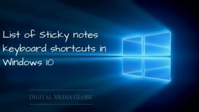 List of Sticky notes Keyboard Shortcuts in Windows 10