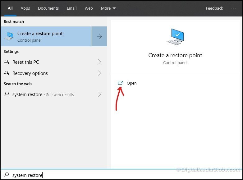 Open System Restore in Windows 1