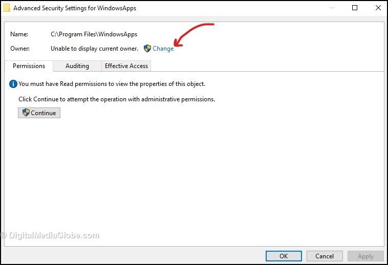 Query 1 - Advanced Security Setting for WindowsApps 3