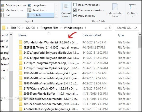 Query 1 - WindowsApps folder