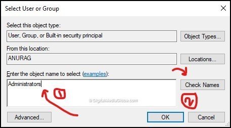 Select user or group 4(a)