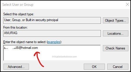 Select user or group 4(c)