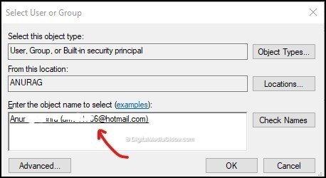 Select user or group 4(d)