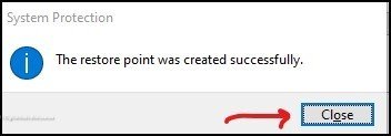 System restore point created successfully 5(d)