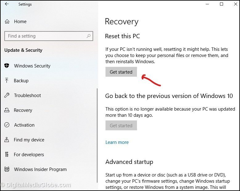 registry reset windows 10