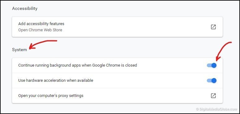 Google Chrome Settings - Advanced - System 4