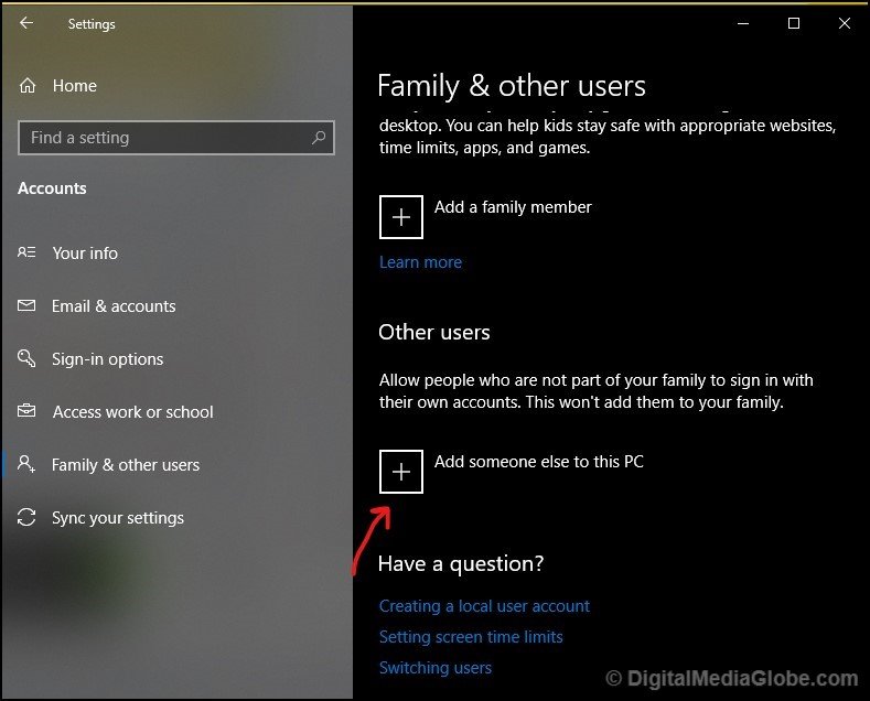 You can add some else to PC Adding Microsoft account