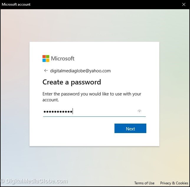 Assign password to Microsoft account