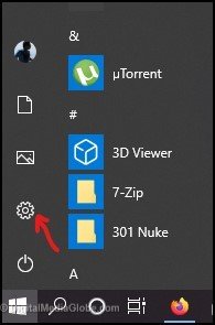 Click Setting in Windows 10