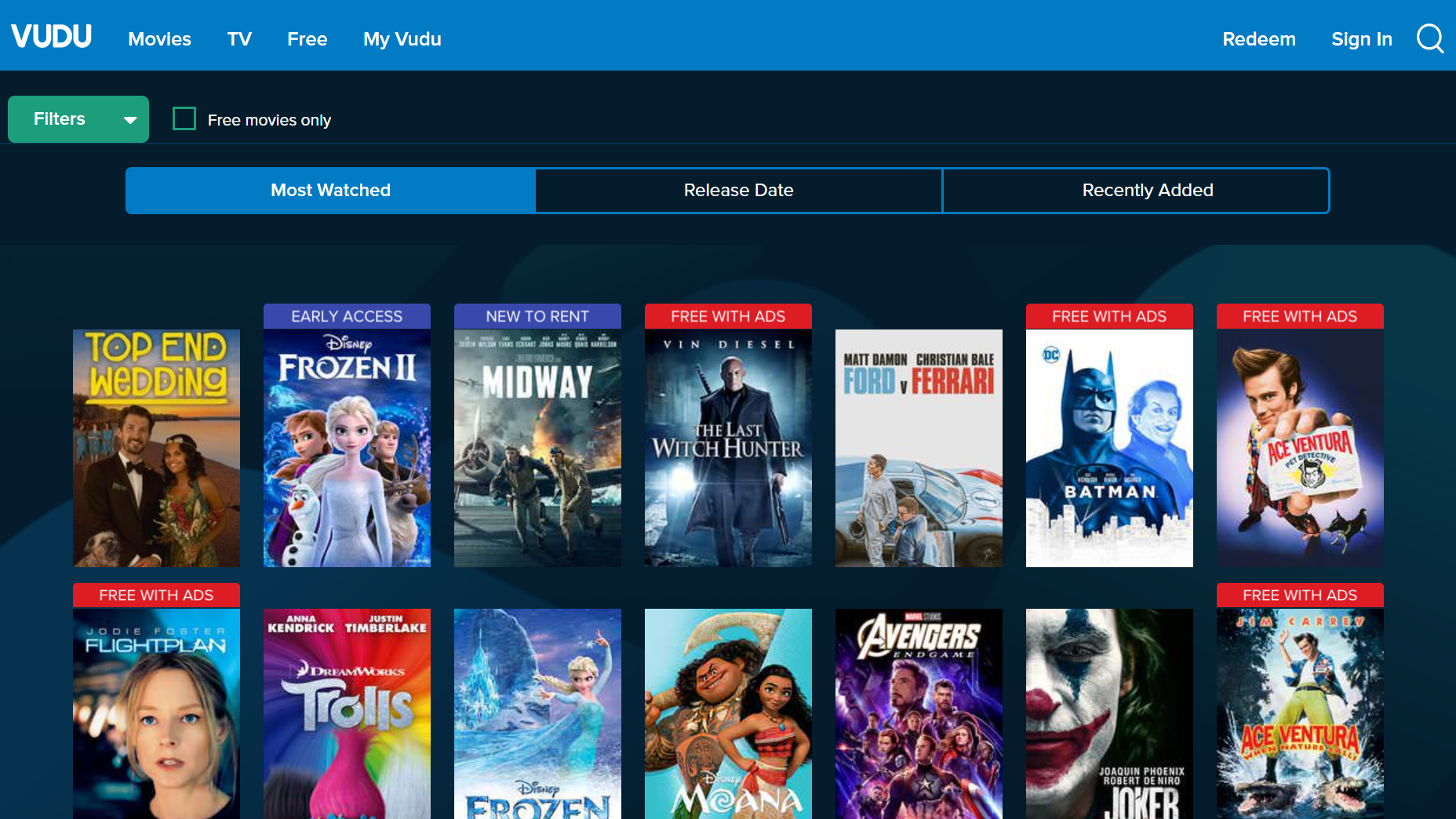 Vudu free streaming movie app