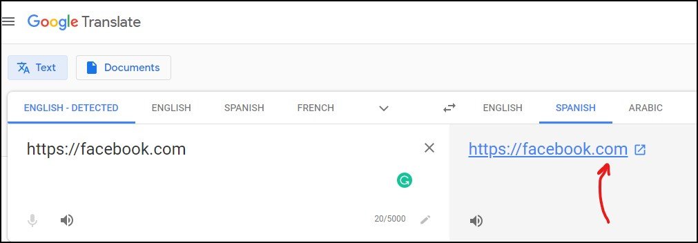 Google translate to unlock URL