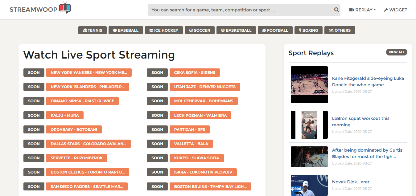Watch Free Live Sport Streaming Online StreamWoop