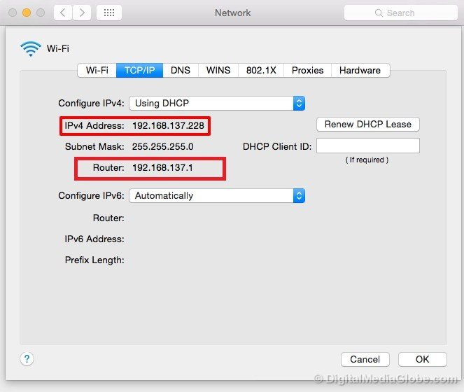 Internal IP address in Mac and IP address of the router
