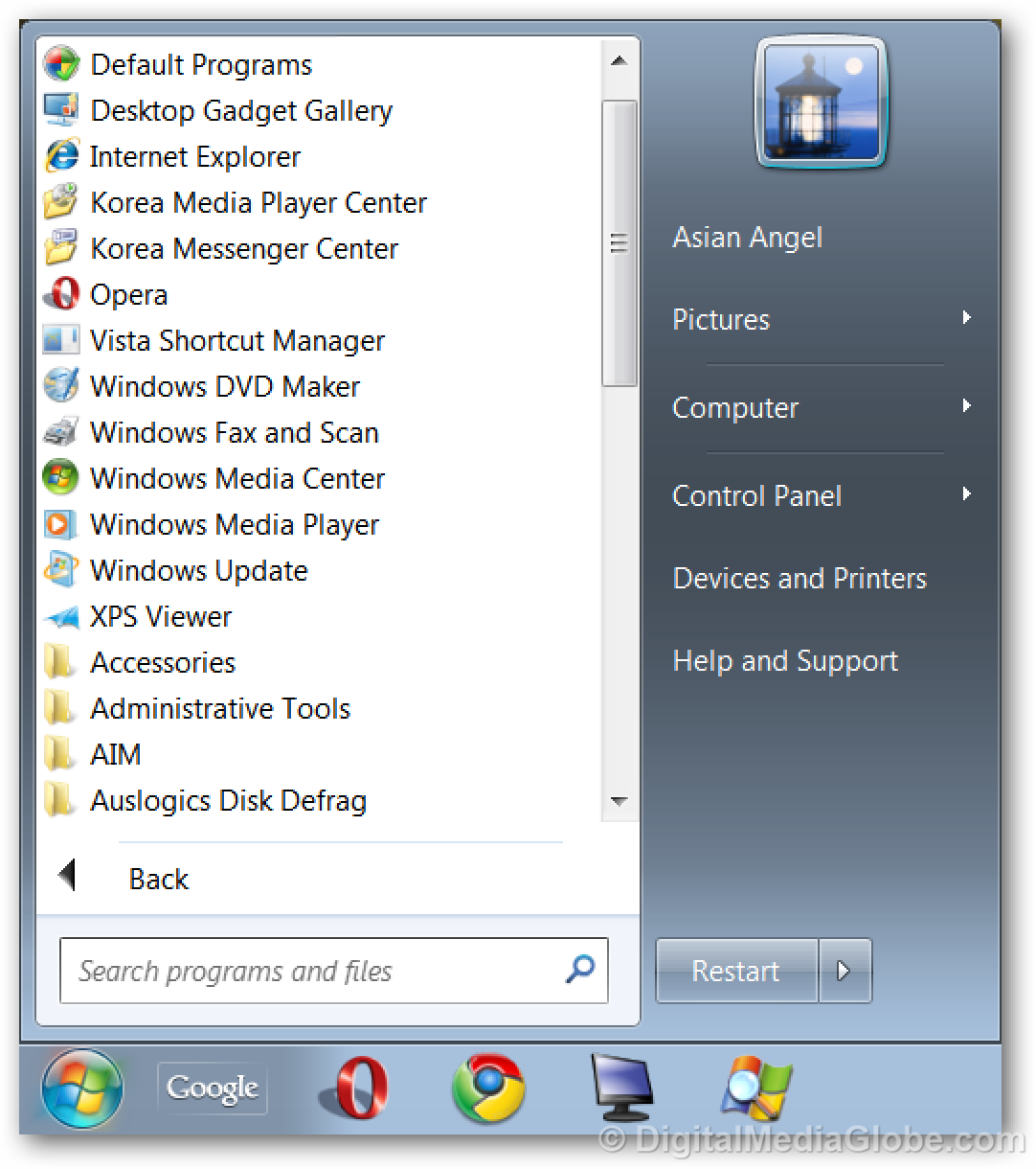 Windows 7 Start menu 32 bit or 64 bit