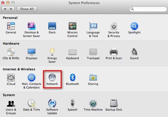 System Preference Network in Mac OS