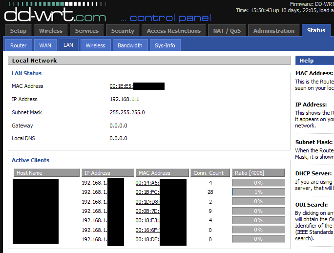 dd wrt DHCP Active client status