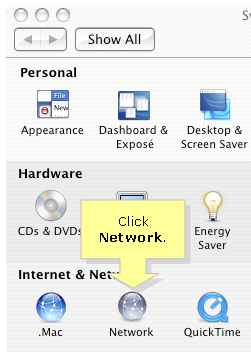 Network icon in Mac OS X