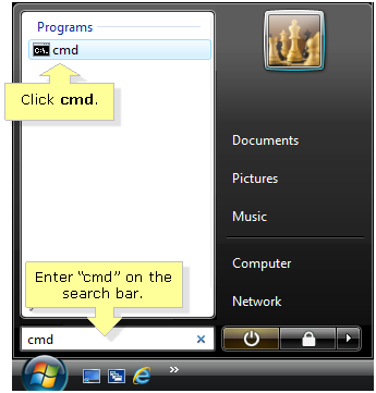 Open CMD in Windows 7 Vista