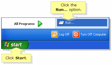 Open run window in Windows XP