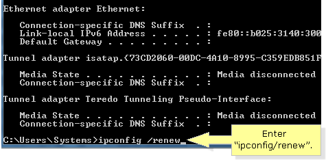 Renew IP address in Windows 8