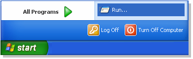 Start RUN in windows xp