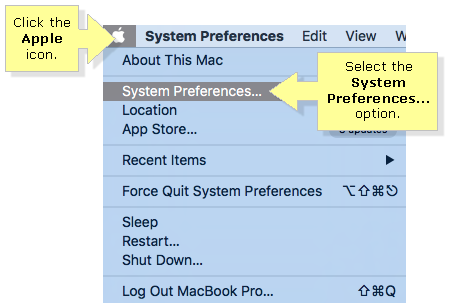 System preferences in Mac OS X