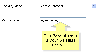 select security mode WPA2 personal