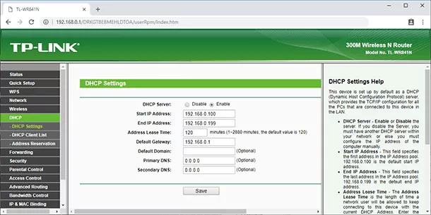 DHCP server in main router