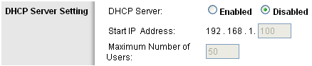 DHCP server setting