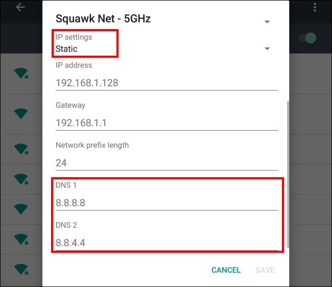 DNS server setting Android phone