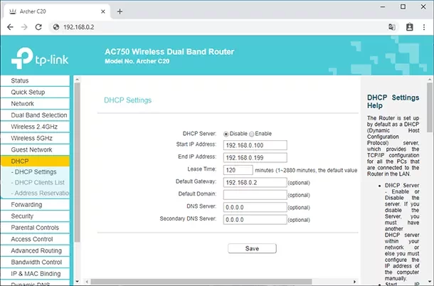 Disable DHCP server in Secondary router