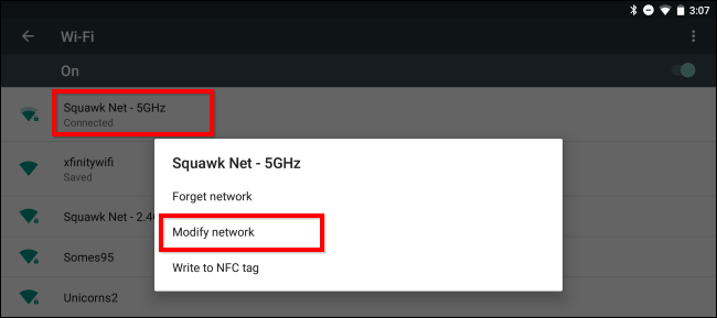 Modify network in Android phone