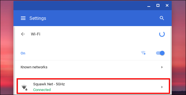 Wifi network in chromebook