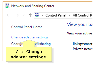 Windows 10 Change network settings