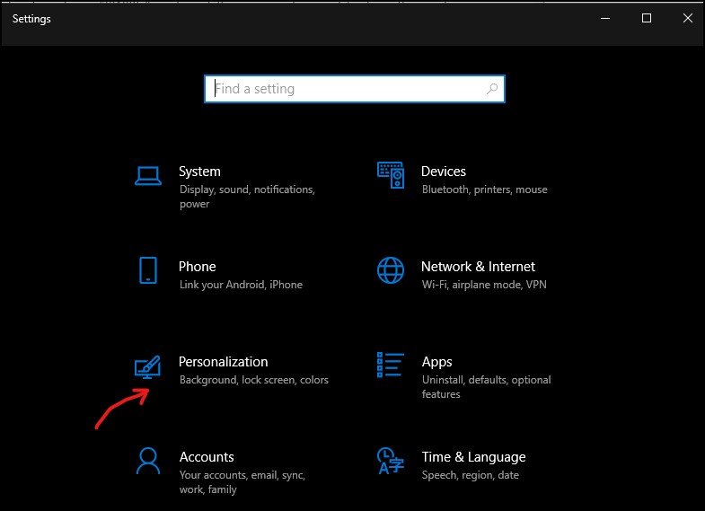 Windows 10 settings personalization