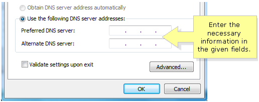 Windows 7 DNS server addresses