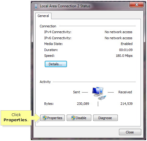 Windows 7 properties