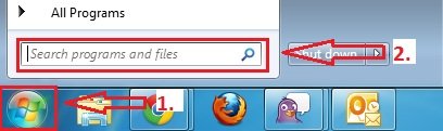 Windows 7 start button and search