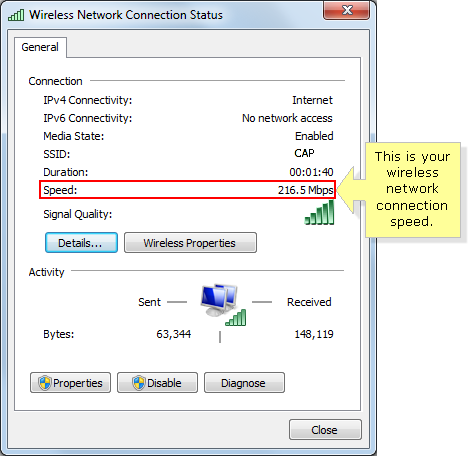 Windows 7 wireless connection speed