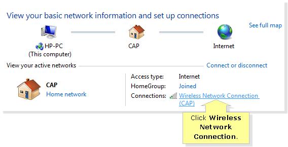 Windows 7 wireless network connection
