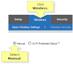 Wireless manual setting