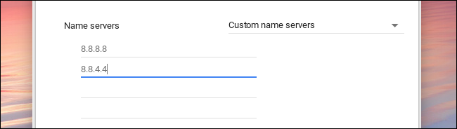 custom name servers chromebook
