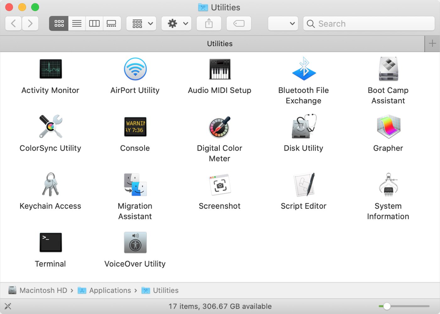 macOS Utilities Window